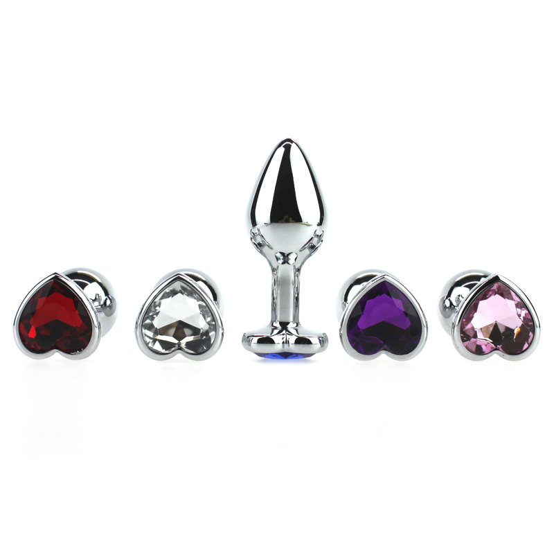 Heart Jeweled Stainless Steel Butt Plug - Silver Heart Jeweled Stainless Steel Butt Plug - Silver